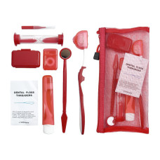 Orthodontic set for care of braces, red